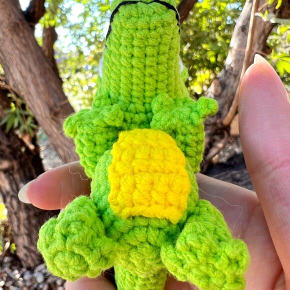 Handmade Amigurumi Crochet Green Crocodile Plushie Desktop Tabletop Home Decorat - Picture 4 of 8